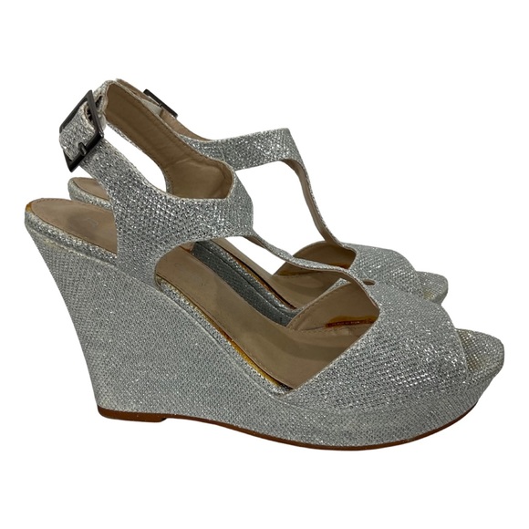 Rampage Candelas Silver Gilt Platform Wedge Shoes Size 8.5 - Picture 6 of 13